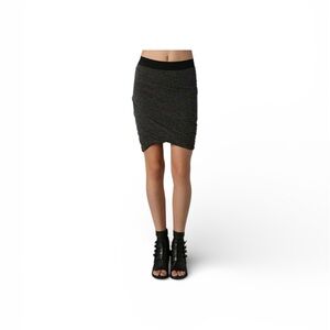 T ALEXANDER WANG Black and Green Double Rushed Skirt